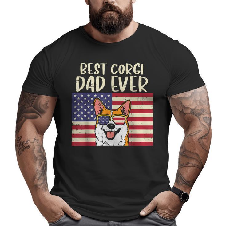 Best Welsh Corgi Dad Ever Us Flag Patriotic Pet Dog Men  Big and Tall Men T-shirt