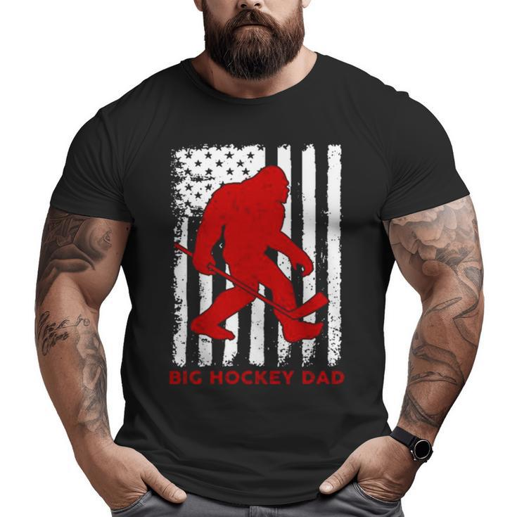 Bigfoot Big Hockey Dad American Flag Big and Tall Men T-shirt
