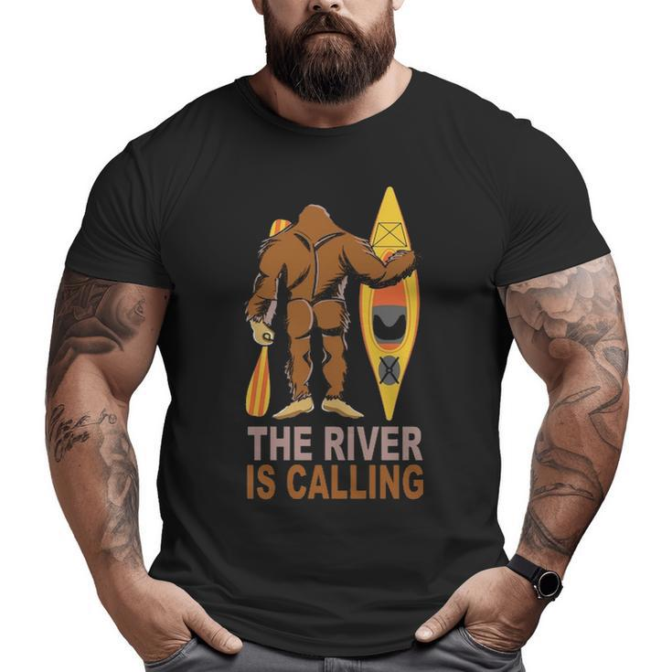 Bigfoot Kayak The River Is Calling Sasquatch Camping Canoe Big and Tall Men T-shirt