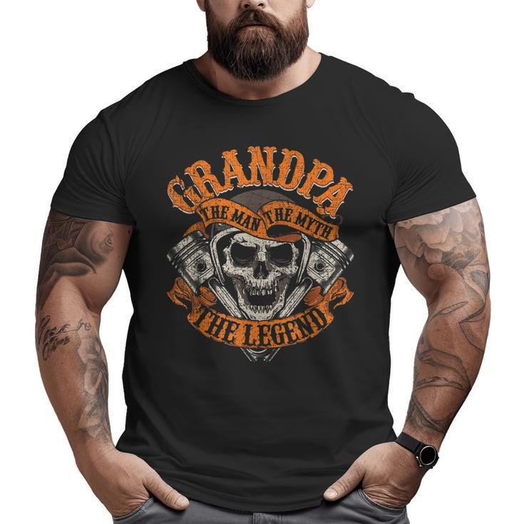 Biker Grandpa Man Myth Legend Fathers Day Grunge Motorcycle Big and Tall Men T-shirt