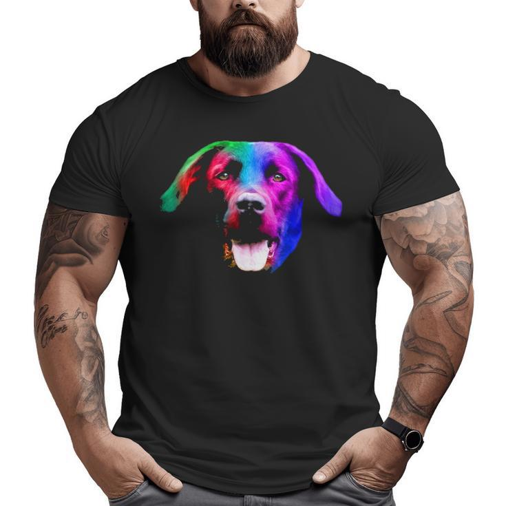 Black Labrador Multicolor Portrait Big and Tall Men T-shirt