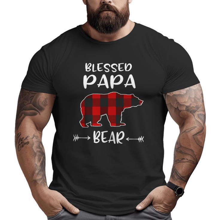 Blessed Papa Bear Buffalo Plaid Bear For Papa Big and Tall Men T-shirt