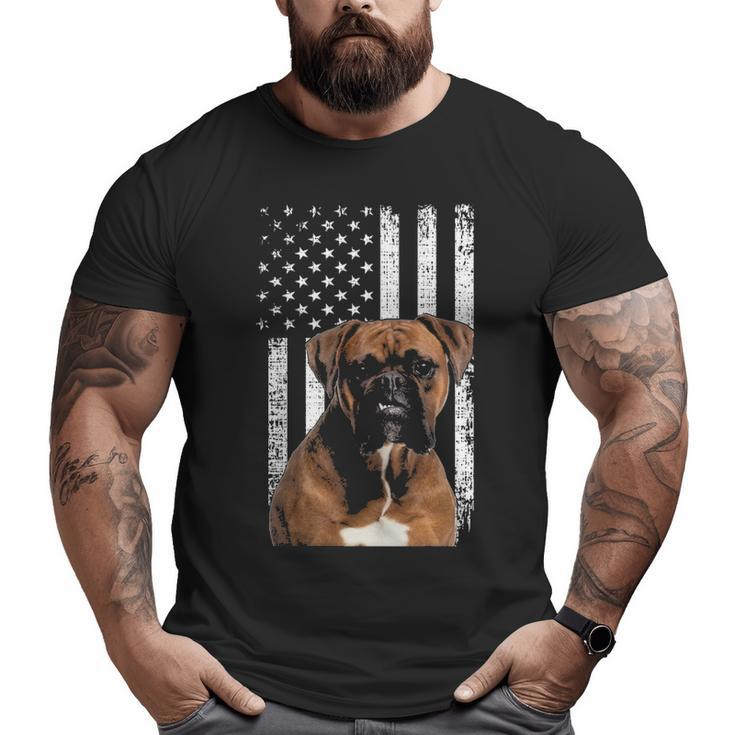 Boxer Dog American Flag Boxer Dad With Us Flag Big and Tall Men T-shirt