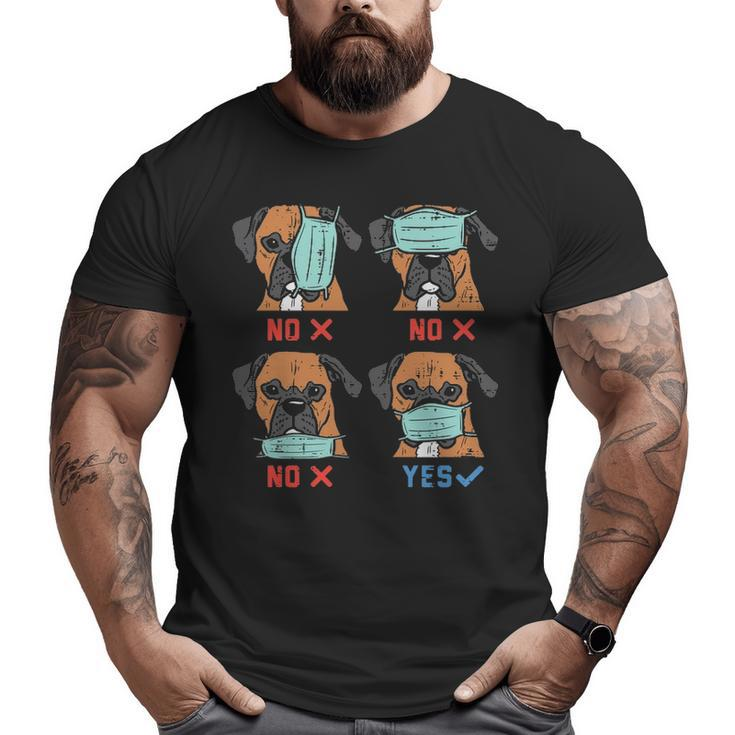 Boxer Face Mask Social Distancing Quarantine Dog Gif Big and Tall Men T-shirt