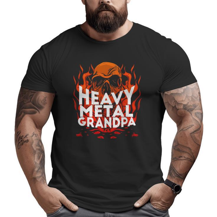 Brutal Heavy Metal Crew Heavy Metal Grandpa Skull On Flames Big and Tall Men T-shirt