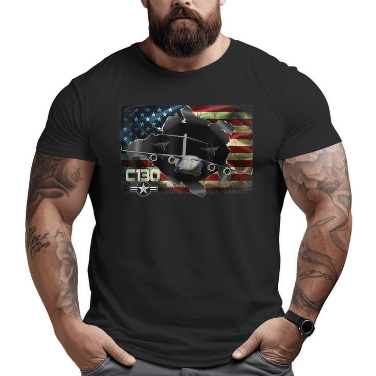 C130 Hercules Air Force Military Veteran Pride Us Flagusaf Big and Tall Men T-shirt