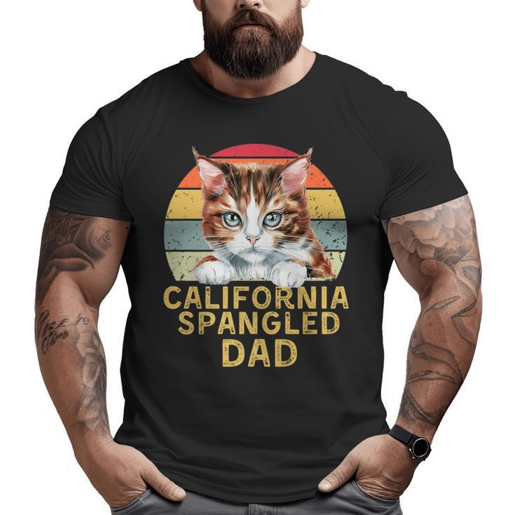 California Spangled Cat Dad Retro Cats Heartbeat Big and Tall Men T-shirt