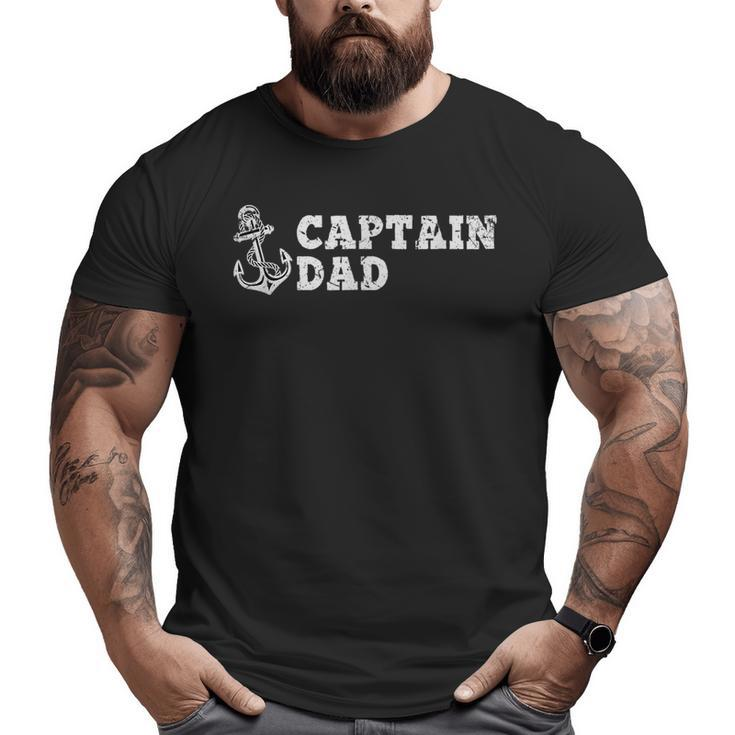 Captain Dad Sailing Boating Vintage Boat Anchor Big and Tall Men T-shirt