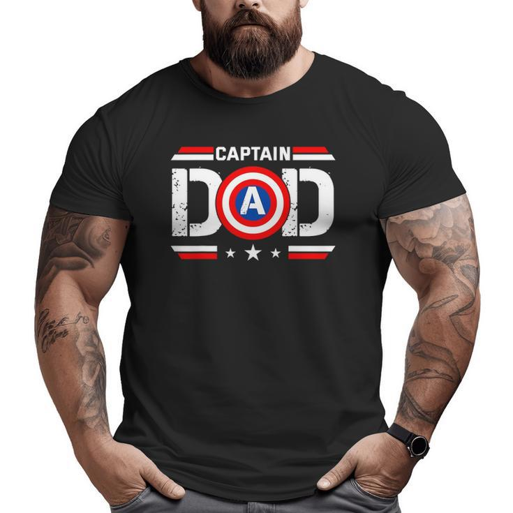 Captain Dad Superhero Men Fathers Day Vintage Dad Big and Tall Men T-shirt
