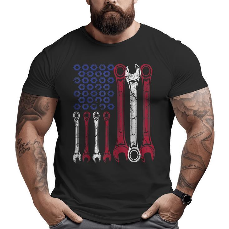 Car Mechanic American Flag 4Th Of July Veteran Big and Tall Men T-shirt