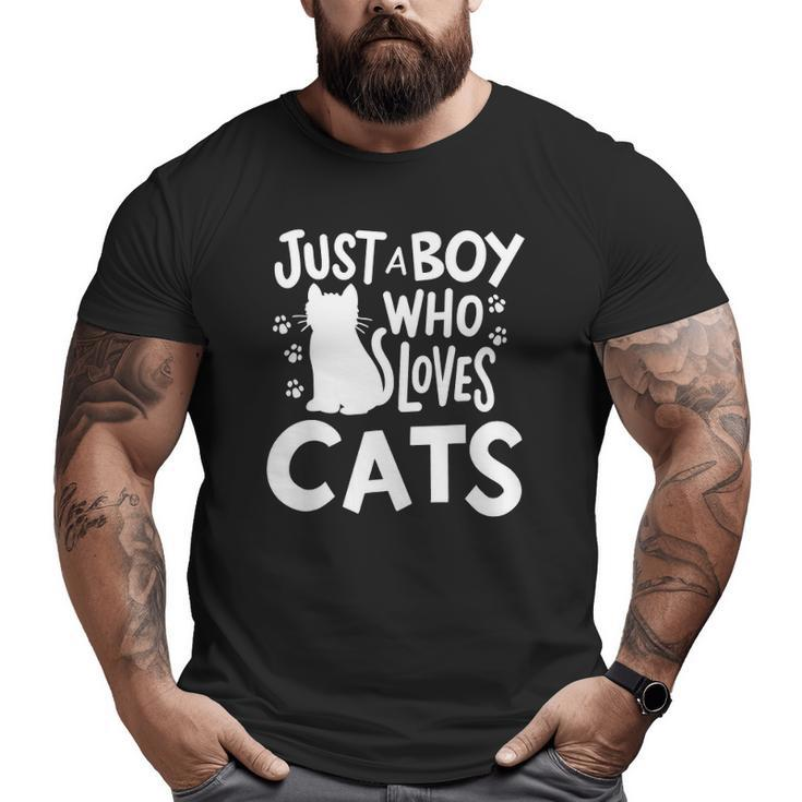 Cat Just A Boy Who Loves Cats For Cat Lovers Big and Tall Men T-shirt