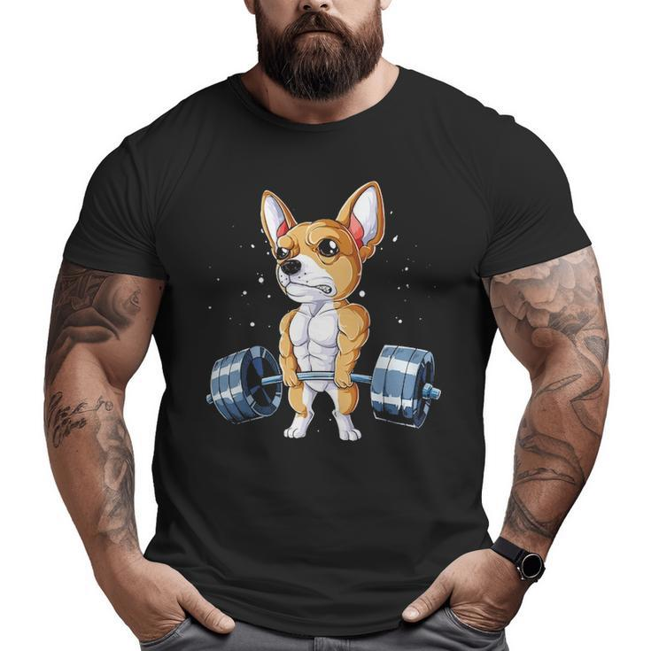 Chihuahua Weightlifting Deadlift Men Fitness Gym Gif Big and Tall Men T-shirt