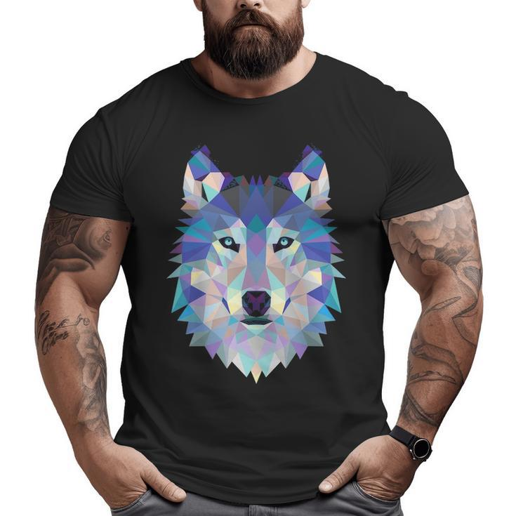 Cool Unique Wolf Geometric Graphic Animal Sweat Big and Tall Men T-shirt