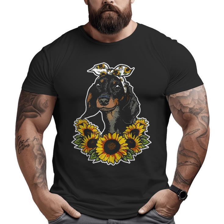 Cute Love Dog Sunflower Decor Dachshund Big and Tall Men T-shirt