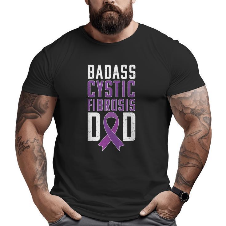 Cystic Fibrosis Awareness Cf Dad Purple Ribbon Tee Big and Tall Men T-shirt