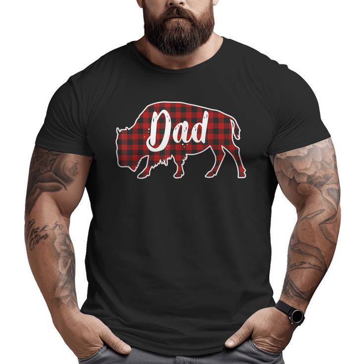 Dad Bison Buffalo Red Plaid Christmas Pajama Family  Big and Tall Men T-shirt