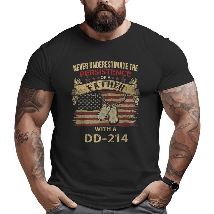 Dad Dd-214 Military Veteran Us Flag Big and Tall Men T-shirt