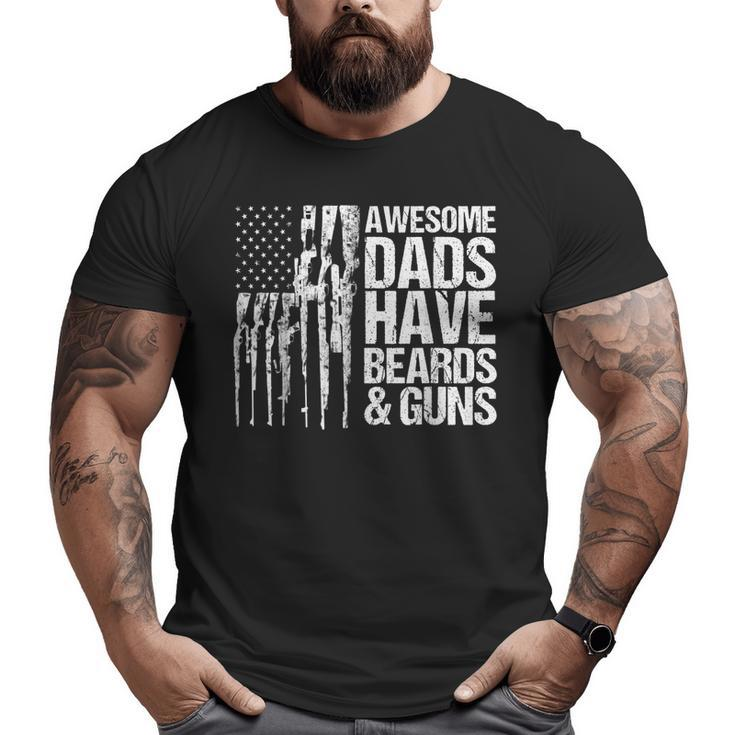 Dad Grandpa Veteran Us Flag Awesome Dads Have Beards & Guns Big and Tall Men T-shirt