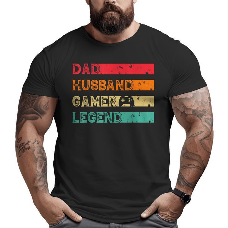 Dad Husband Gamer Legend Vintage Gamer Gaming Fathers Day Big and Tall Men T-shirt