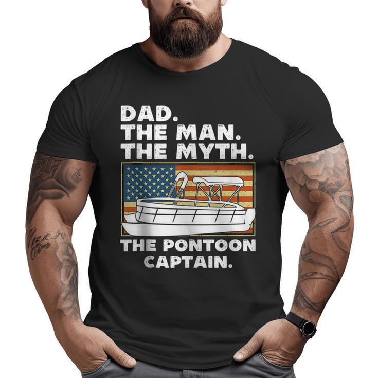 Dad Man Myth Pontoon Captain American Flag Boat Fathers Day Big and Tall Men T-shirt