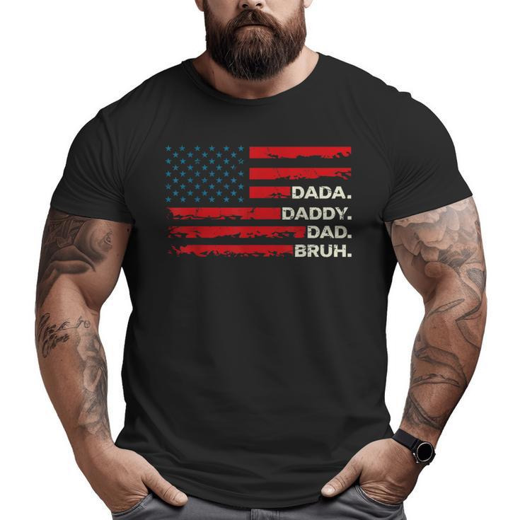 Dada Daddy Dad Bruh Fathers Day Vintage Us Flag Mens Big and Tall Men T-shirt