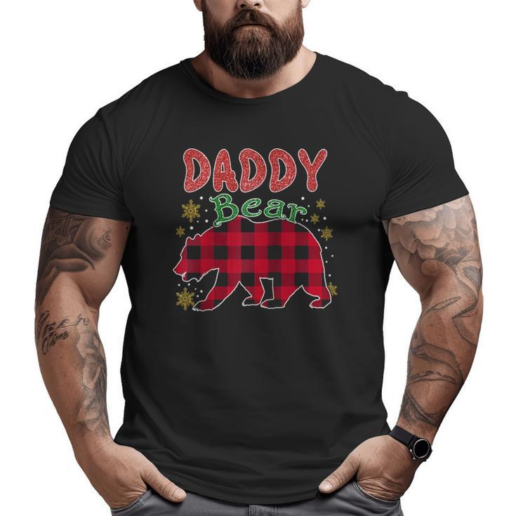 Daddy Bear Plaid Buffalo Pajama Family Matching Christmas Raglan Baseball Tee Big and Tall Men T-shirt