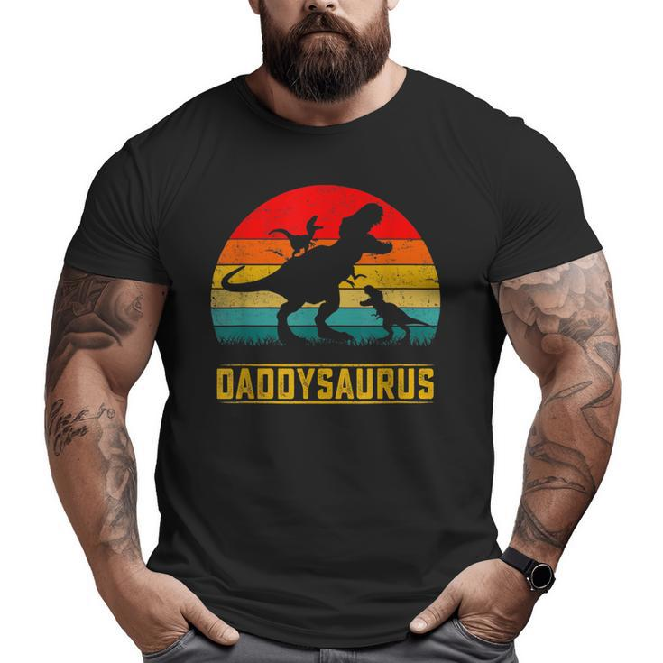 Daddy Dinosaur Daddysaurus 2 Two Kids Father's Day Dad Big and Tall Men T-shirt