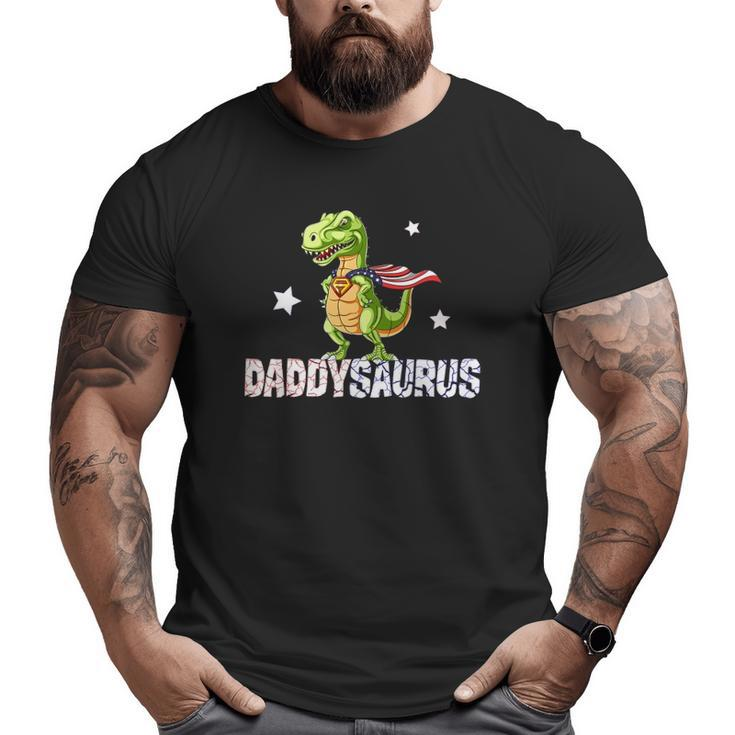 Daddysaurus Hero Dinosaur Dad American Flag Fathers Day Big and Tall Men T-shirt