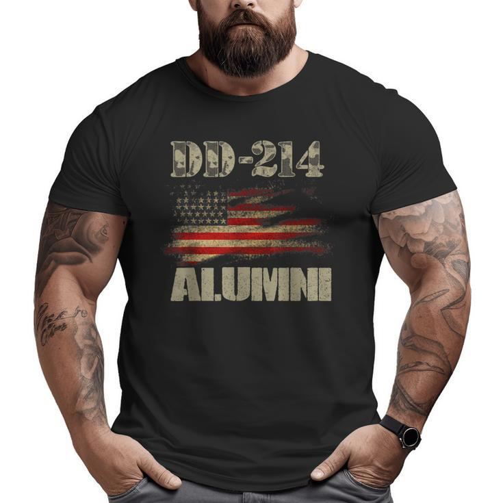 Dd214 Alumni Military Veteran Vintage American Flag Big and Tall Men T-shirt