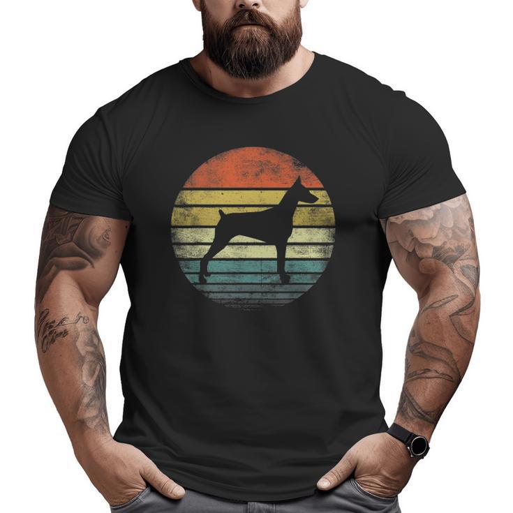 Doberman Lover Owner Retro Sunset Dog Silhouette Dad Big and Tall Men T-shirt