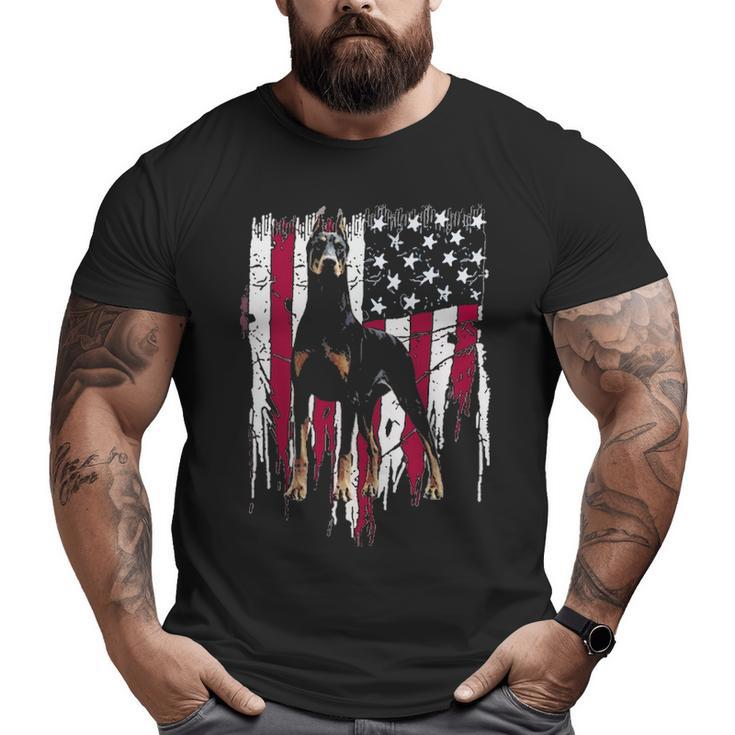 Doberman Pinscher American Flag Usa Awesome Big and Tall Men T-shirt