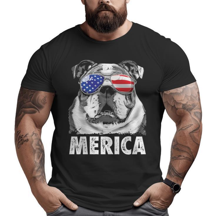 English Bulldog 4Th Of July Merica Usa Flag Retro Big and Tall Men T-shirt