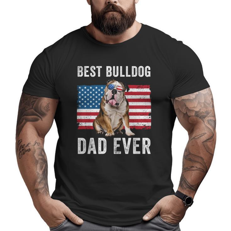 English Bulldog Dad Usa American Flag Dog Lover Owner Big and Tall Men T-shirt
