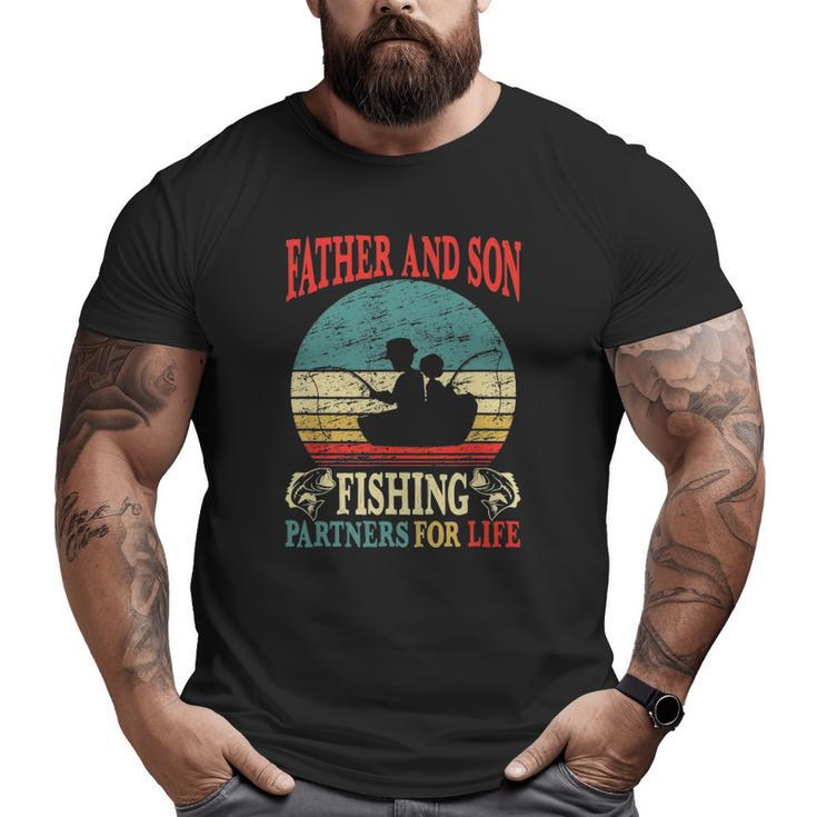 Father Son Fishing Partners For Life Vintage Dad Matching Big and Tall Men T-shirt