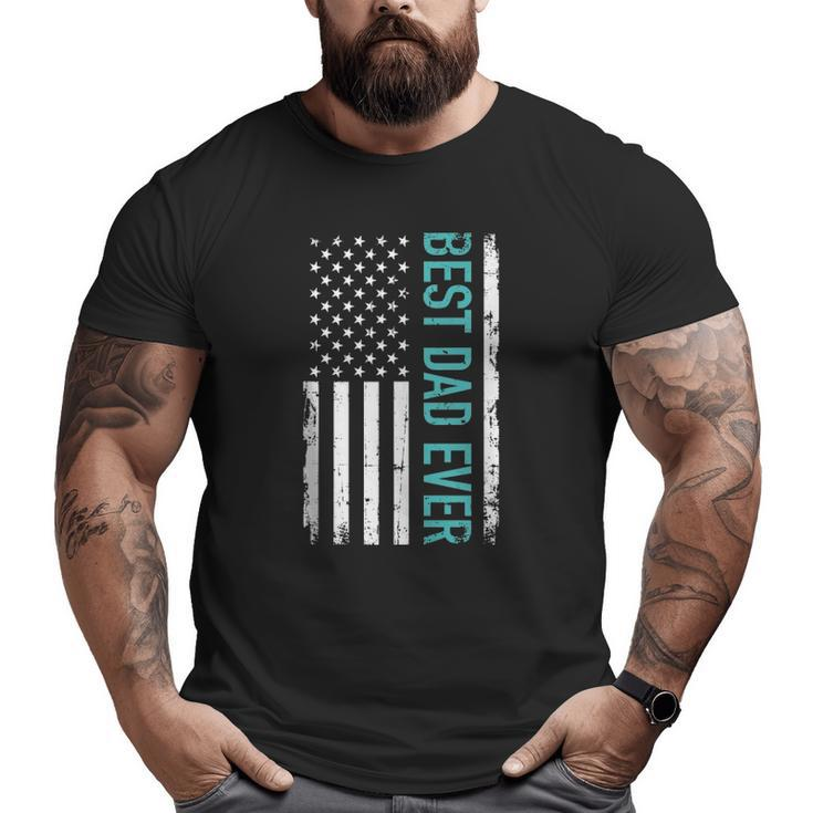 Father's Day Best Dad Ever With Us American Flag Tank Top Big and Tall Men T-shirt