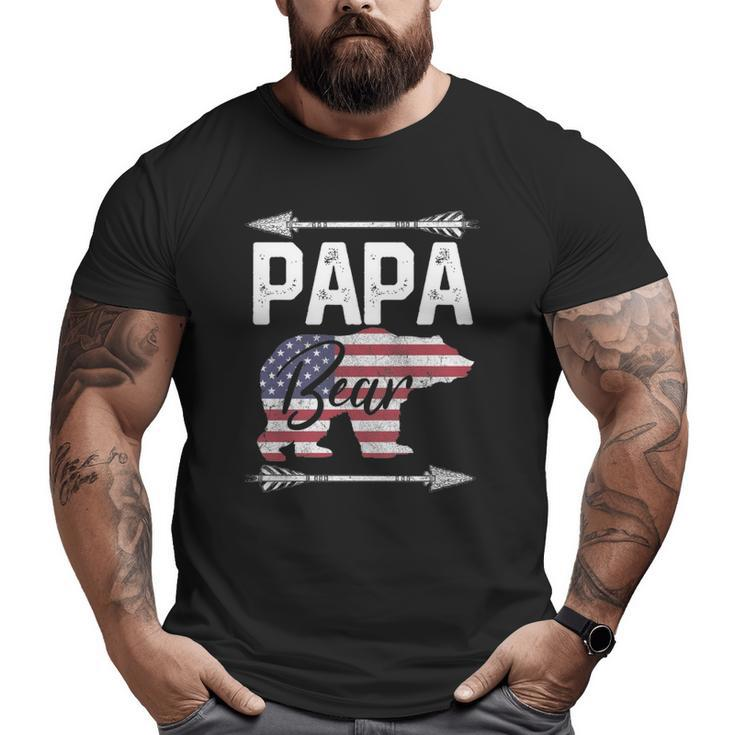 Father's Day Papa Bear Dad Grandpa Usa Flag July 4Th Big and Tall Men T-shirt