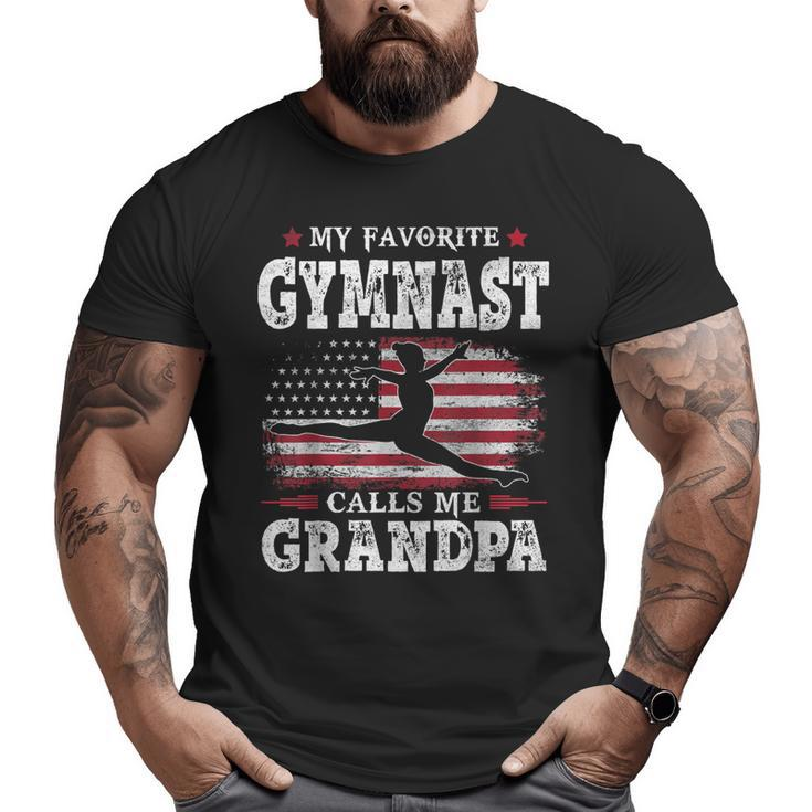 My Favorite Gymnast Calls Me Grandpa Usa Flag Father Big and Tall Men T-shirt