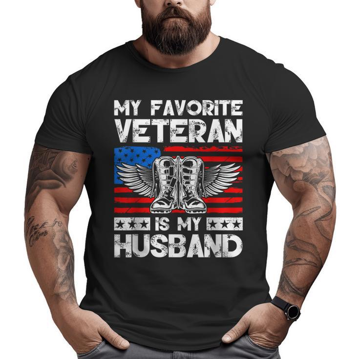 My Favorite Veteran Is My Husband American Us Flag Big and Tall Men T-shirt