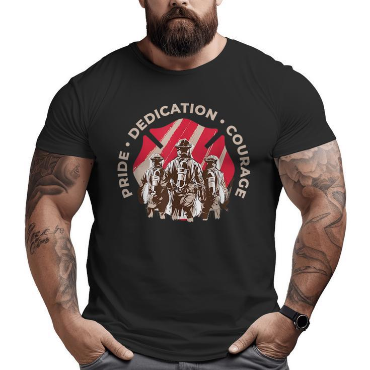 Firefighter Dad Pride Dedication Courage Rescue Team Big and Tall Men T-shirt