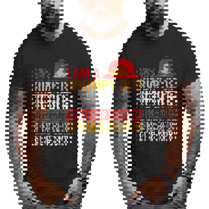 Firemen Grumpy Old Firefighter Men Grandpa Big and Tall Men T-shirt