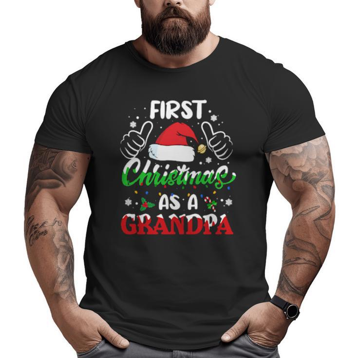 First Christmas As A Grandpa Santa Hat Xmas Light 2021 Big and Tall Men T-shirt