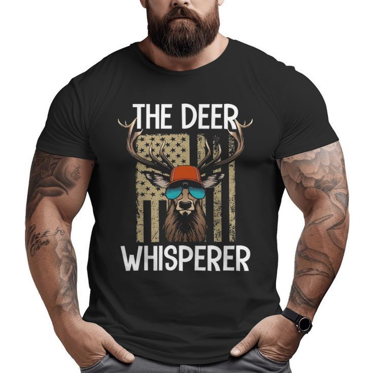 Deer Whisperer Awesome Hunter Usa Flag Buck Hunting Big and Tall Men T-shirt