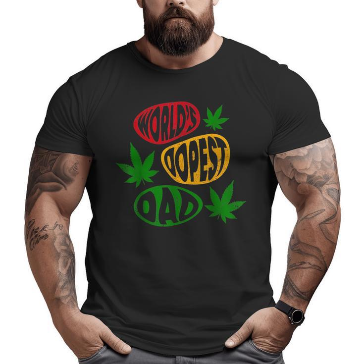 Fathers Day World's Dopest Dad Cannabis Marijuana Weed Big and Tall Men T-shirt