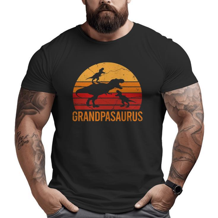 Grandpa Dinosaur Daddy 2 Two Kids Grandpasaurus Big and Tall Men T-shirt