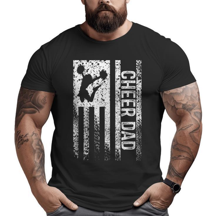 Mens Cheer Dad Vintage American Flag Father Big and Tall Men T-shirt