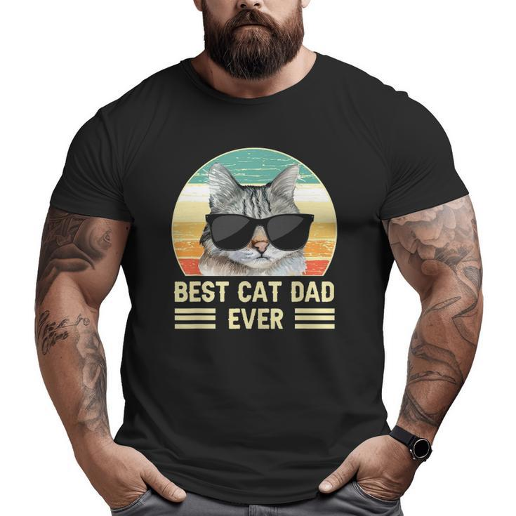 Retro Best Cat Dad Ever Cat With Sunglasses Big and Tall Men T-shirt