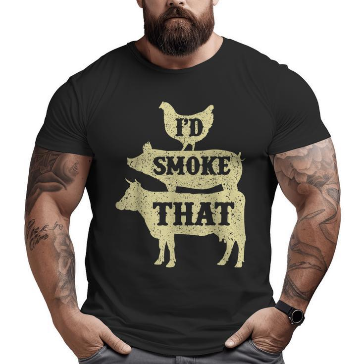 Retro Grilling Bbq Smoker Chef Dad i'd Smoke That Big and Tall Men T-shirt