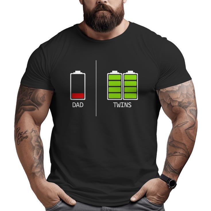 Tired Dad Low Battery Dad Of Twins For Men Daddy Big and Tall Men T-shirt