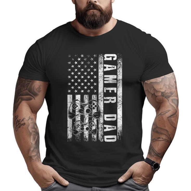 Gamer Dad American Flag Video Gaming Father's Day Big and Tall Men T-shirt