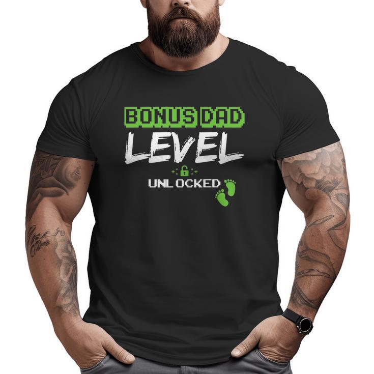 Gaming Bonus Dad Level Unlocked Leveled Up Daddy Video Game Big and Tall Men T-shirt